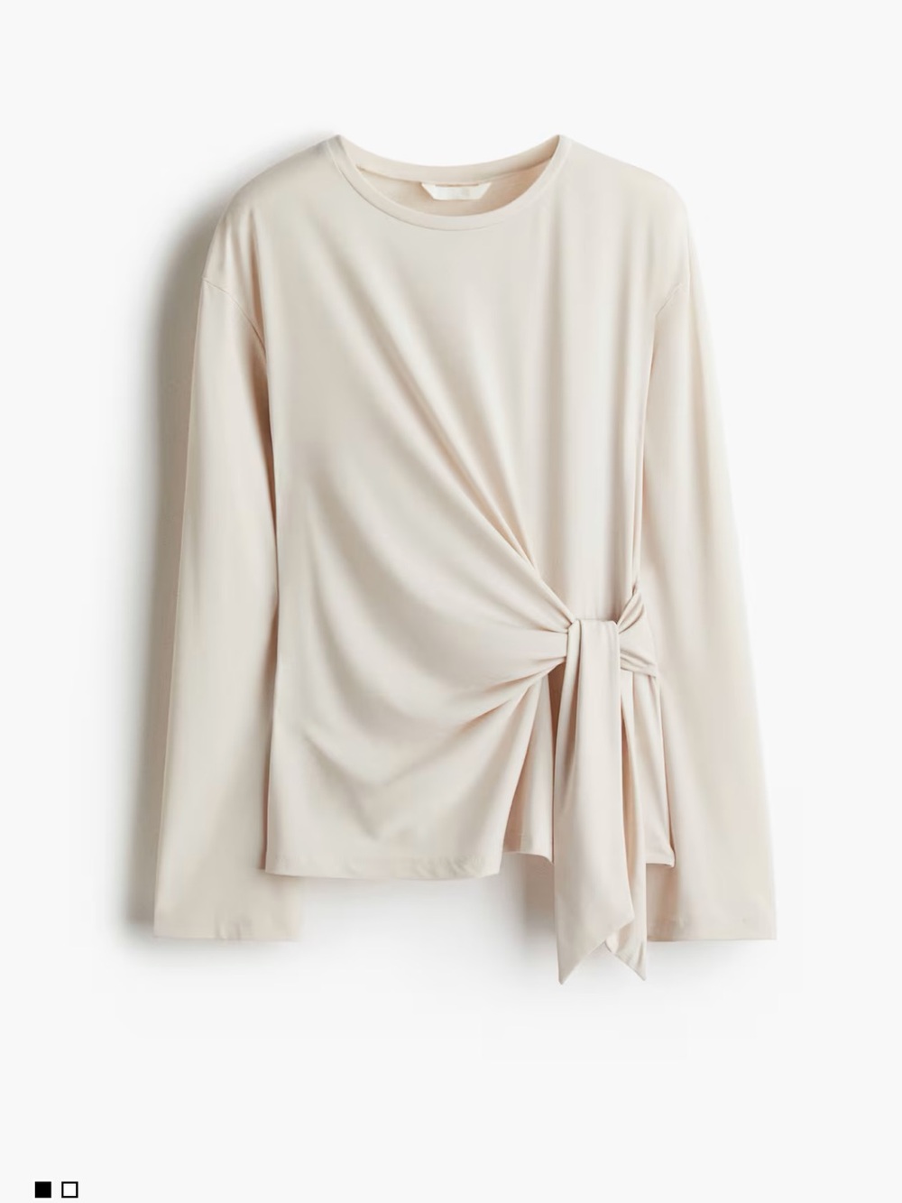 H&M Cream Long Sleeve Tie-Front Top